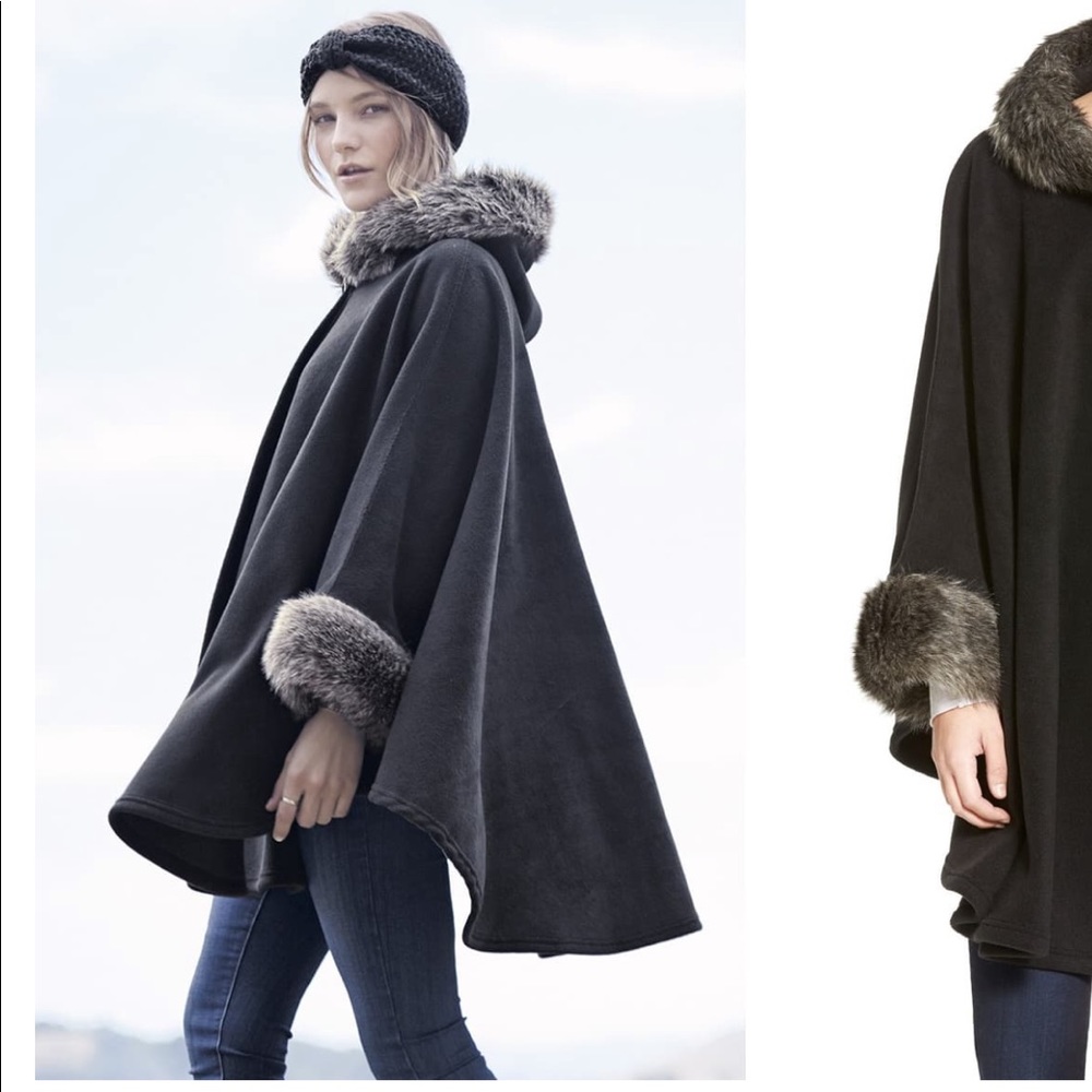 Parkhurst faux fur and fleece cape